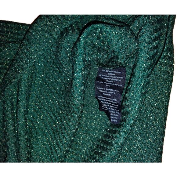 Tommy Hilfiger Womens Top Sz MED Metallic Cold Shoulder T-Shirt In Green & Gold - Picture 8 of 9